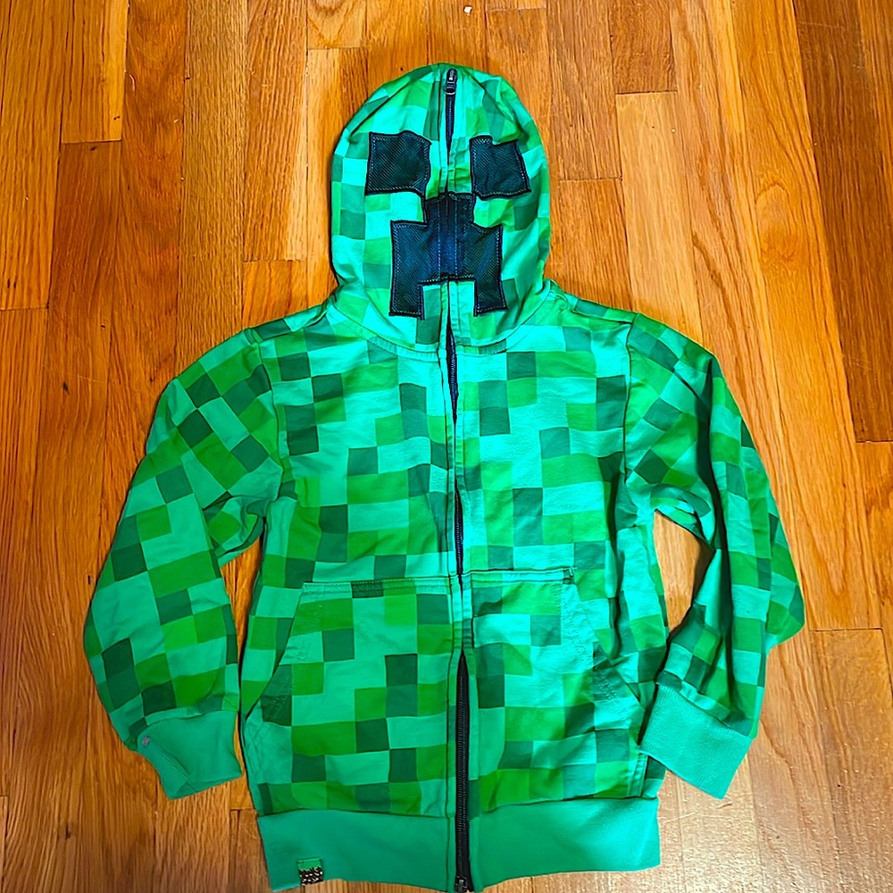 XS Minecraft boys zip hoodie with zip face mask
